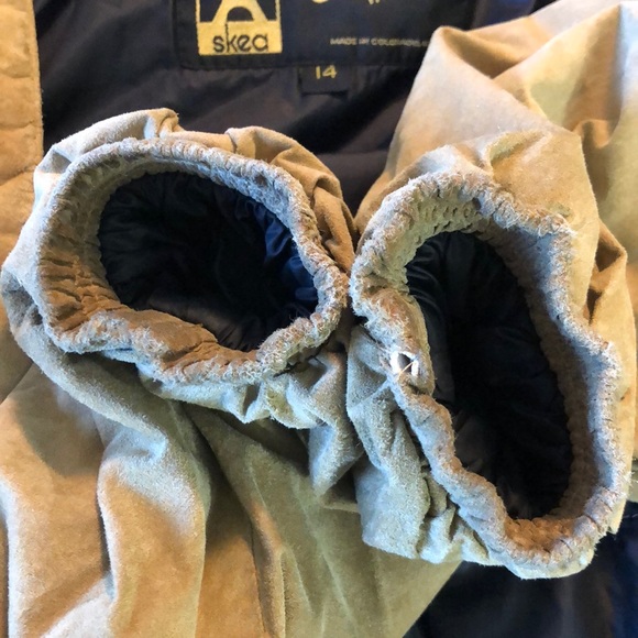 Shea Paris Vail size 14 Suede Leather & Fur Parka Made in USA Cinched Waist Tan - Picture 13 of 16